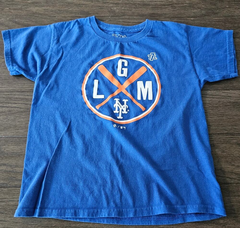 Youth NYM New York Mets The 7 Line Tshirt Size Small Baseball MLB Lets Go Mets